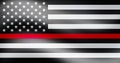 Thin Red Line Firefighter Flag. USA flag. Remembering, memories on fallen fire fighters officers on duty. Royalty Free Stock Photo