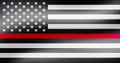 Thin Red Line Firefighter Flag. USA flag. Remembering, memories on fallen fire fighters officers on duty.