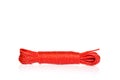Thin red rope isolated on white background Royalty Free Stock Photo