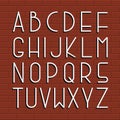 Thin retro font. Vector english alphabet.