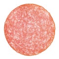 Thin salami slice directly above