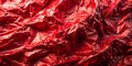 Thin sheet of red colour cellophane with shiny crumpled surface texture Abstract background Light Shadow concept Generative AI