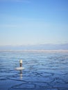 Thin sheets of ice in ocean