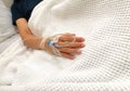 Drip tube inserted in right arm of patient in hospital Royalty Free Stock Photo