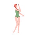 Thin skinny woman with body positive thinking, vector illustration isolated.