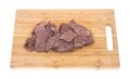 Thin sliced chuck roast on cutting board