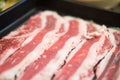 Thin sliced pork meat prepared for shabu or sukiyaki or Japanese hot pot Royalty Free Stock Photo