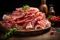 Thin Sliced prosciutto. Generate Ai