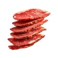 Thin slices of cured meat Capocollo isolated on white transparent background, concept of gastronomy Royalty Free Stock Photo