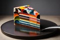 thin slices of delicious multi-colored dessert mosaic cake