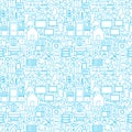 Thin Smart House Line Seamless White Pattern Royalty Free Stock Photo
