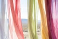 thin summer curtains floating in a breeze Royalty Free Stock Photo