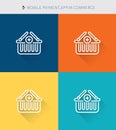 Thin thin line icons set of add cart & online shopping, modern simple style Royalty Free Stock Photo