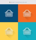 Thin thin line icons set of basket & shopping and online, modern simple style Royalty Free Stock Photo