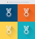 Thin thin line icons set of competition & medal and achievement , modern simple style