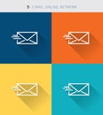 Thin thin line icons set of e-mail & online network ,modern siple style Royalty Free Stock Photo