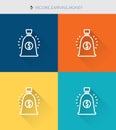 Thin thin line icons set of income & earning and money, modern simple style