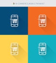 Thin thin line icons set of m-commerce & mobile payment, modern simple style Royalty Free Stock Photo