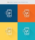 Thin thin line icons set of mobile marketing & promotion , modern simple style