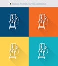 Thin thin line icons set of mobile payment &app and commerce, modern simple style Royalty Free Stock Photo