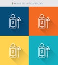 Thin thin line icons set of mobile security & data , modern simple style