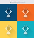 Thin thin line icons set of success and award, modern simple style Royalty Free Stock Photo