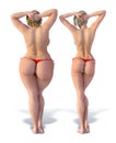 Thin versus Fat from Behind Royalty Free Stock Photo