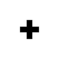 Minimal Hollow White Cross Icon on Solid Black Background Centered Royalty Free Stock Photo