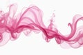 A thin wisp of pink color smoke isolated on white background abstract art