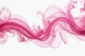 A thin wisp of pink color smoke isolated on white background abstract art