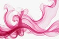 A thin wisp of pink color smoke isolated on white background abstract art