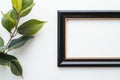 A thin wooden frame with black lacquer, modern and sleek, isolated on white background Royalty Free Stock Photo