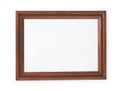 Thin wooden frame isolated on a white background with empty space, dark rectangular brown  wood border Royalty Free Stock Photo