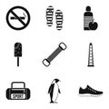 Thing for training icons set, simple style Royalty Free Stock Photo