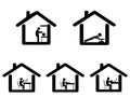 Things to do at home during covid-19 lock down stay at home quarantine. Pictogram depicting various actives to do at home. Cook