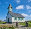 Thingvallakirkja, a small church in Thingvellir National Park, Iceland, dates back to 1859 Royalty Free Stock Photo