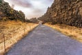 Thingvellir national park tectonic drift in goden circle in Iceland