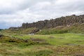 Thingvellir rift valley of the mid Atlantic ridge and historic assembly site of Althing or Law Rock in Parliament plains in