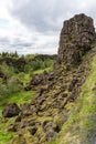 Thingvellir rift valley of the mid Atlantic ridge and historic assembly site of Althing or Law Rock in Parliament plains in