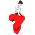 THINK - 3D human and a question mark Royalty Free Stock Photo