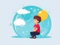 smart child thinking with big bubble. Royalty Free Stock Photo