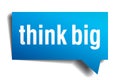 Think big blue 3d realistic paper speech bubble