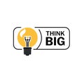 Think big advice with a lightbulb icon. Vector illustration in a modern geometric message dream big, unleash creativity.