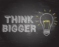 Think Bigger Light Bulb Blackboard Royalty Free Stock Photo