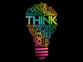 THINK bulb word cloud collage Royalty Free Stock Photo