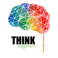 Think different concept. Low poly colorful brain