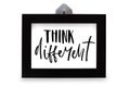 Think different. Handwritten text. Modern calligraphy. Black pho Royalty Free Stock Photo