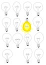 Think different idea lamps Royalty Free Stock Photo
