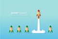 Think different,the rocket flying to the sky move for success in life concept of courage, enterprise, confidence, belief, fearless