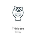 Think eco outline vector icon. Thin line black think eco icon, flat vector simple element illustration from editable ecology Royalty Free Stock Photo